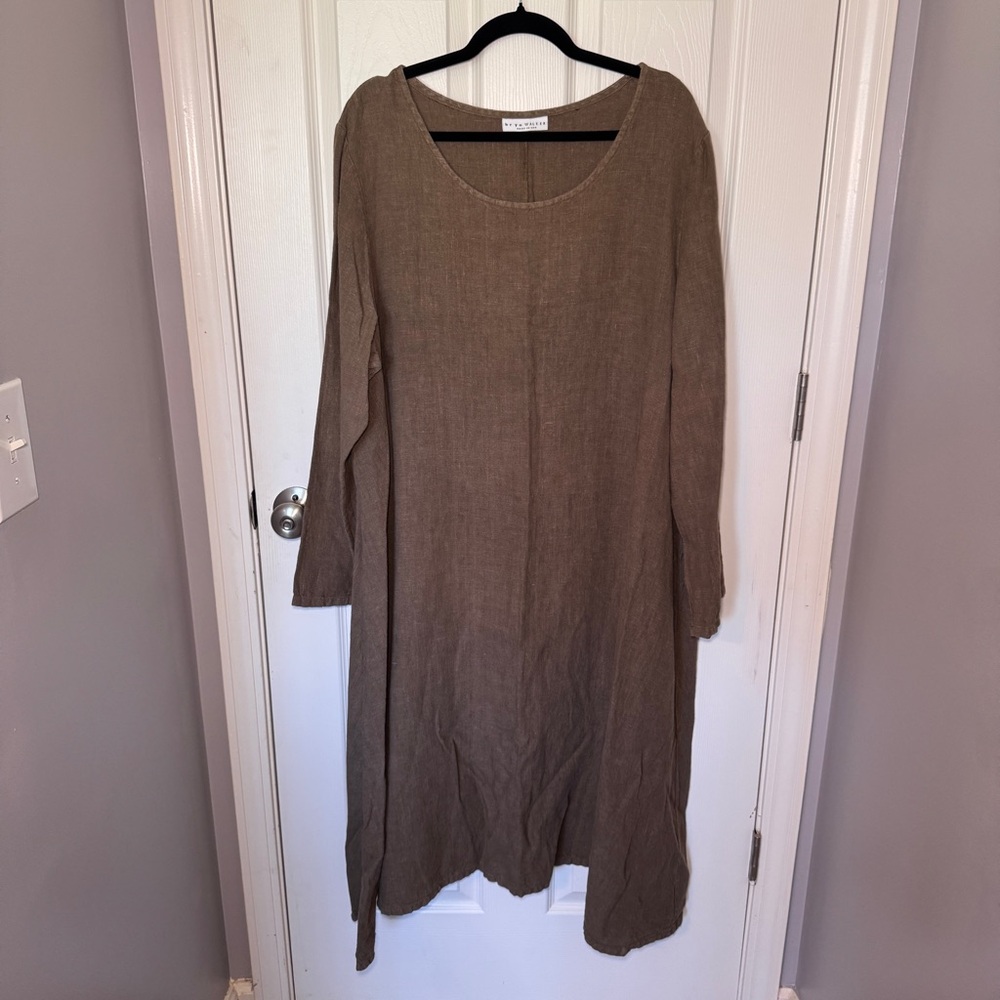 Bryn Walker Olive Green 100% Linen Dress